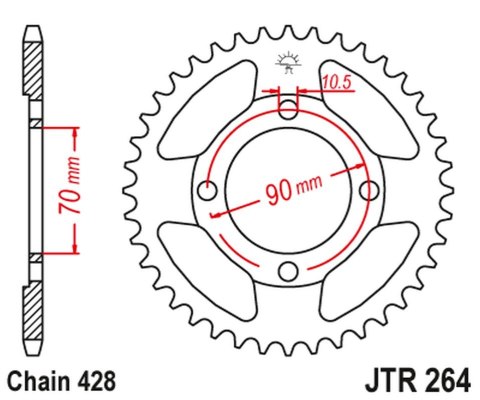 JT ZĘBATKA TYLNA JTR264 45 HONDA CT 110 '99-00' (26445JT) (ŁAŃC.428) JT ZĘBATKI