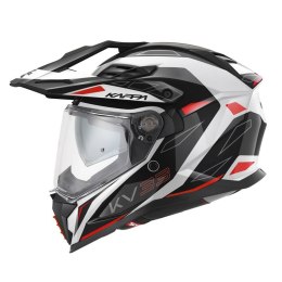 KAPPA 2025/05 KASK KV33 GRAPHIC WIZZARD ENDURO DUAL OFF ROAD Z SZYBĄ I BLENDĄ KOLOR CZARNY BIAŁY CZERWONY ROZMIAR 54 / XS (HOMOL KAPPA