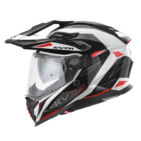 KAPPA 2025/05 KASK KV33 GRAPHIC WIZZARD ENDURO DUAL OFF ROAD Z SZYBĄ I BLENDĄ KOLOR CZARNY BIAŁY CZERWONY ROZMIAR 58 / M (HOMOLO KAPPA