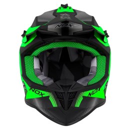 NOX PROMOCJA KASK CROSS / OFFROAD N633 FUSION KOLOR CZARNY MAT/ZIELONY ROZMIAR M (ZAPIĘCIE MIKROMETRYCZNE) NOX