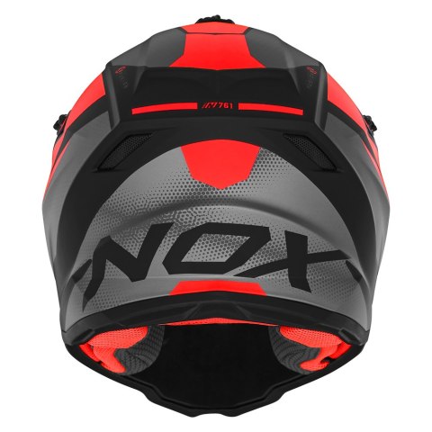 NOX PROMOCJA KASK CROSS / OFFROAD N761 FUSION KID / JUNIOR (DZIECIĘCY) KOLOR CZARNY MAT/CZERWONY ROZMIAR XL (ZAPIĘCIE MIKROMETRY NOX