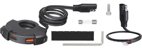 BIKETEC MOTOCYKLOWEPODWÓJNE GNIAZDO USB QC 3.0 + PD - 48W POWER RING BIKETEC