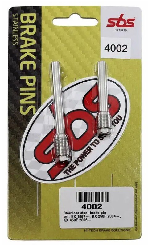 SBS WIESZAKI (TRZPIENIE) KLOCKÓW HAMULCOWYCH PRZÓD / TYŁ KAWASAKI KX '97-08, KXF 250/450 '04-'18, SUZUKI RM-Z '04-'06 - ZESTAW 2 SBS