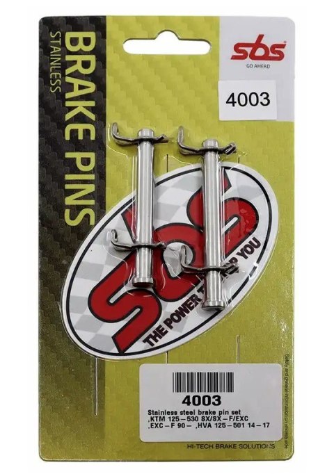 SBS WIESZAKI (TRZPIENIE) KLOCKÓW HAMULCOWYCH PRZÓD / TYŁ KAWASAKI KTM / HUSQVARNA - ZESTAW 2 SZTUKI SBS