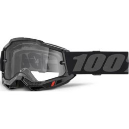 100 PROCENT GOGLE ACCURI 2 ENDURO MOTO BLACK - CLEAR LENS - KOLOR CZARNY/SZARY SZYBKA PRZEŹROCZYSTA 100 PROCENT