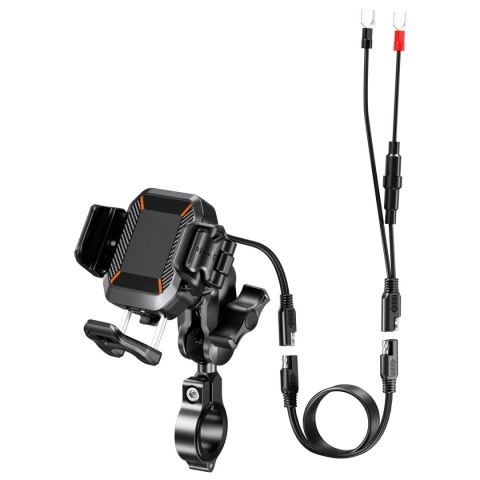 BIKETEC UCHWYT MOTOCYKLOWY ANTYWIBRACYJNY NA TELEFON QUICK LOCK Z ŁADOWARKĄ INDUKCYJNĄ I USB-C R24-PD DAMPER BIKETEC