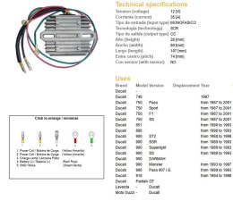 DZE REGULATOR NAPIĘCIA DUCATI 748/750/851/888/900/906/916 '87-'01 (JEDNOFAZOWY, 35A) (ESR510;ESR515) DZE ELEKTRYKA