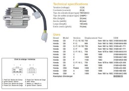 DZE REGULATOR NAPIĘCIA HONDA CB 750F/C/K '81-'83; CB 900 '81-'82; CB 1000 '83; CBX 1000A '81-'82 (OEM-31600-MA6-000) (ESR210) (3 DZE ELEKTRYKA