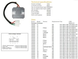 DZE REGULATOR NAPIĘCIA YAMAHA XJ 550/600/650/750/900 '80-'89; XS 650 '78-'83; YX 600 RADIAN '86-'88 (12R-81960-A1-00; 4H7-81960- DZE ELEKTRYKA
