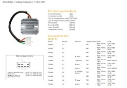 DZE REGULATOR NAPIĘCIA YAMAHA XJ 550/600/650/750/900 '80-'89; XS 650 '78-'83; YX 600 RADIAN '86-'88 (12R-81960-A1-00; 4H7-81960- DZE ELEKTRYKA