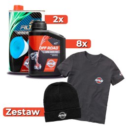 NILS ZESTAW PROMOCYJNY OLEJ SILNIKOWY 4T OFF ROAD SAE 10W50 100% SYNTETYK 8X 1L I OLEJ DO NASĄCZANIA FILTRÓW POWIETRZA 2X 1L (AK NILS