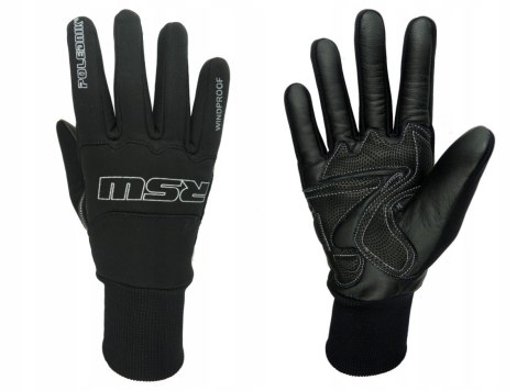POLEDNIK RĘKAWICE / RĘKAWICZKI SPORTOWE SKÓRZANO-TEKSTYLNE MODEL RSW WINDPROOF (WIATROODPORNE) KOLOR CZARNY ROZMIAR S POLEDNIK