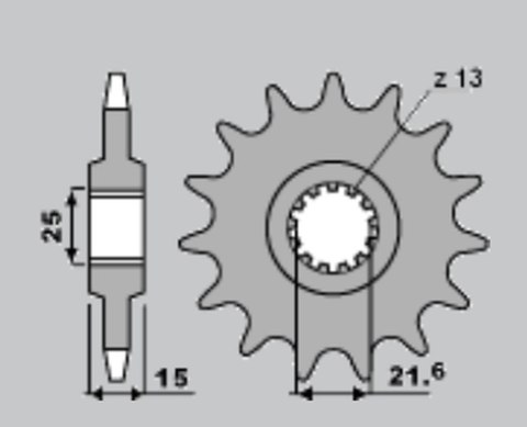ZĘBATKA PRZEDNIA (A4254023140) 2082/14z. KAWASAKI ZX-6R '95-'97, TRIUMPH DAYTONA / SPEED FOUR 600 '03-'04, TT 600 '00-'03 - WYPR WYPRZEDAŻOWE MARKI
