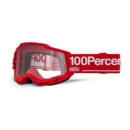 100 PROCENT GOGLE ACCURI 2 WOLG - CLEAR LENS - KOLOR CZERWONY/BIAŁY SZYBKA PRZEŹROCZYSTA 100 PROCENT