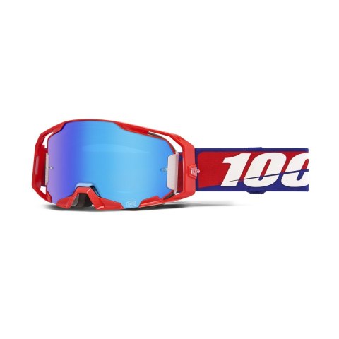 100 PROCENT GOGLE ARMATIC BEST - MIRROR BLUE LENS - KOLOR CZERWONY/NIEBIESKI/BIAŁY SZYBA NIEBIESKIE LUSTRO 100 PROCENT