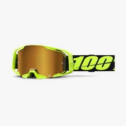 100 PROCENT GOGLE ARMATIC NEON YELLOW - MIRROR TRUE GOLD LENS - KOLOR ŻÓŁTY FLUO/CZARNY SZYBA ZŁOTE LUSTRO 100 PROCENT