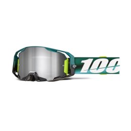 100 PROCENT GOGLE ARMATIC POLARITY - MIRROR SILVER LENS - KOLOR ZIELONY/BIAŁY SZYBA PSREBRNE LUSTRO 100 PROCENT