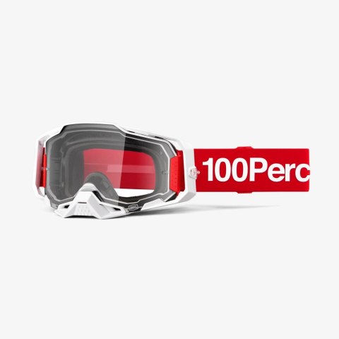 100 PROCENT GOGLE ARMEGA CORBIN - CLEAR LENS - KOLOR CZERWONY/BIAŁY SZYBKA PRZEŹROCZYSTA 100 PROCENT