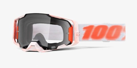 100 PROCENT GOGLE ARMEGA TUBULAR - CLEAR LENS - KOLOR BIAŁY/POMARAŃCZOWY SZYBKA PRZEŹROCZYSTA 100 PROCENT