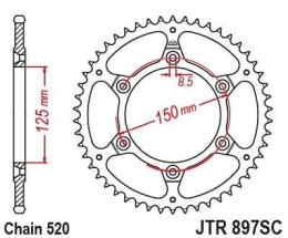 JT ZĘBATKA TYLNA KTM EXC-F (EXCF) 350 / SIX DAYS '24, SMR 450 '23-'24, 690 R ENDURO '19-'24, HUSQVARNA 701 ENDURO '17-'24, FE 35 JT ZĘBATKI