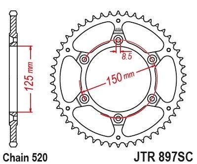 JT ZĘBATKA TYLNA KTM EXC-F (EXCF) 350 / SIX DAYS '24, SMR 450 '23-'24, 690 R ENDURO '19-'24, HUSQVARNA 701 ENDURO '17-'24, FE 35 JT ZĘBATKI