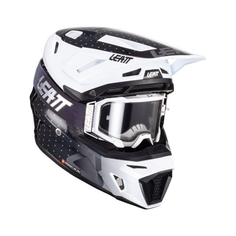 LEATT KASK MOTO 8.5 V24 (+GOGLE VELOCITY 5.5 GRATIS) HELMET KIT BLACK/WHITE KOLOR CZARNY/BIAŁY ROZMIAR L (59-60 cm) LEATT