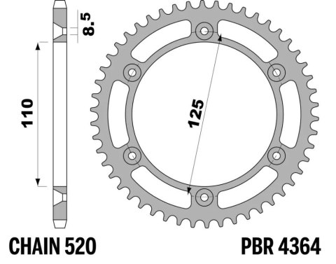 PBR ZĘBATKA TYLNA 4364 43 BETA TRIAL 250 '97-'02 (ŁAŃC. 520) PBR