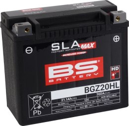 BS 2025/12 AKUMULATOR BGZ20HL MAX (FA) (YTX20HL,YTX20L-BS,YTX20HL-BS,YB18L-A) 12V 20AH 176X89X154 BEZOBSŁUGOWY - ZALANY (ZWIĘKSZ BS BATTERY
