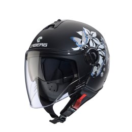 CABERG KASK OTWARTY JET Z BLENDĄ MODEL RIVIERA V4X MIA KOLOR CZARNY MAT/BIAŁY/SZARY (KWIATY / MOTYLE) ROZMIAR XXS CABERG