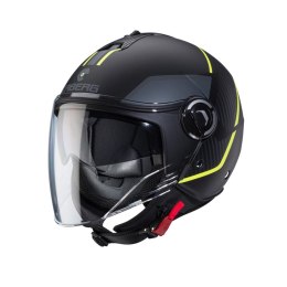 CABERG PROMOCJA KASK OTWARTY JET Z BLENDĄ MODEL RIVIERA V4X GEO KOLOR CZARNY MAT/ŻÓŁTY FLUO/SZARY ROZMIAR XL CABERG