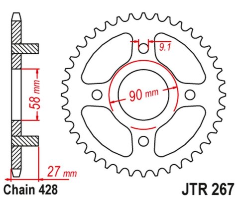 JT ZĘBATKA TYLNA 267 39 HONDA CD 175 '71-78' (26739JT) (ŁAŃC.428) NA ZAMÓWIENIE JT ZĘBATKI