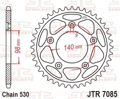 JT ZĘBATKA TYLNA 4777 48 HARLEY DAVIDSON RA 1250 PAN AMERICA / S / ST '21-'25 (JTR7085.48) (ŁAŃC. 530) JT ZĘBATKI