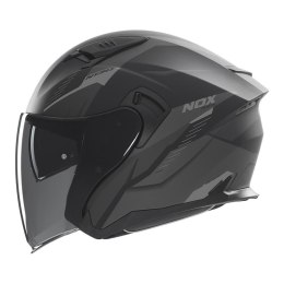 NOX KASK OTWARTY JET Z BLENDĄ N130 MYST KOLOR CZARNY/SREBRNY MAT ROZMIAR XL NOX