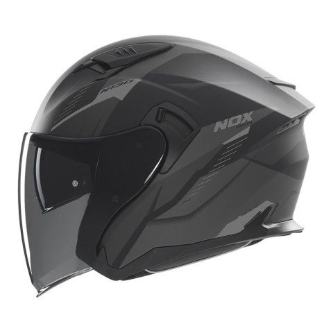 NOX KASK OTWARTY JET Z BLENDĄ N130 MYST KOLOR CZARNY/SREBRNY MAT ROZMIAR XL NOX