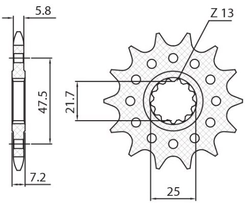 SUNSTAR ZĘBATKA PRZEDNIA 585 16 KAWASAKI ZX-6R/RR '07-17, YAMAHA XTZ 750 SUPER TENERE (3LD) '87-00 (JTF1536.16) (ŁAŃC. 520) (585 SUNSTAR