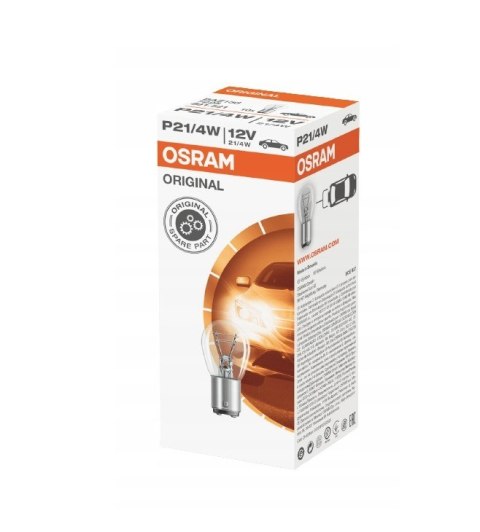 OSRAM ŻARÓWKA 12V P21/4W BAZ15D 1 SZTUKA (BIAŁE SZKŁO) OSRAM