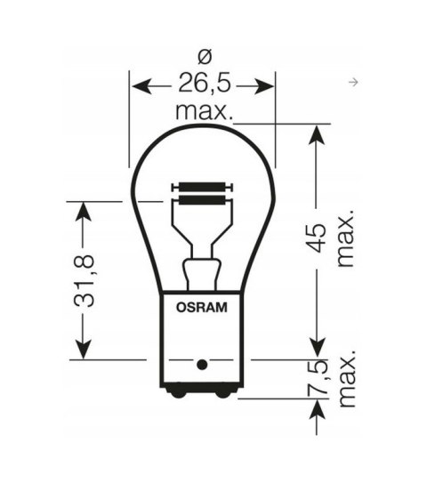 OSRAM ŻARÓWKA 12V P21/4W BAZ15D 1 SZTUKA (BIAŁE SZKŁO) OSRAM