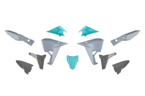 RACETECH (RTECH) 2025/12 KOMPLET PLASTIKÓW (REVOLUTION) (BEZ PRZEDNIEGO BŁOTNIKA) KOVE X PRO / RALLY 800 '24-'25 KOLOR SZARY / C RACETECH