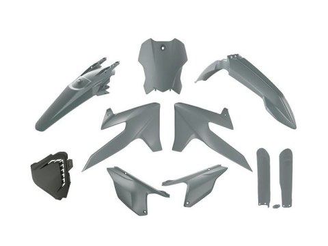 RACETECH (RTECH) 2025/12 KOMPLET PLASTIKÓW Z OSŁONAMI TELESKOPÓW TRIUMPH TF 250 X '24-'26, TF 450 RC '25-'26 KOLOR SZARY RACETECH