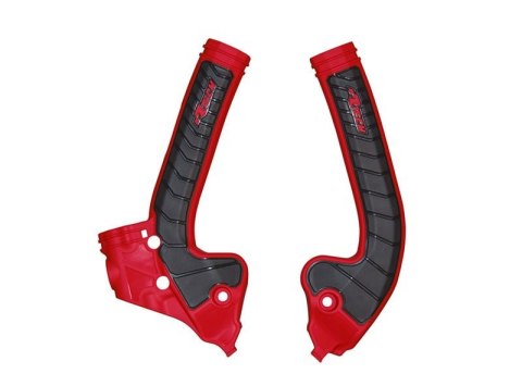 RACETECH (RTECH) 2025/12 OSŁONY RAMY (KOMPLET) BI-MATERIAL SUPER GRIP GAS GAS MC 85 '21-'24 KOLOR CZERWONY / CZARNY RACETECH