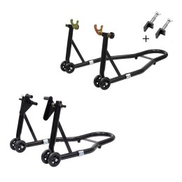 BIKETEC PRO ZESTAW PODNOŚNIKÓW / STOJAKÓW MOTOCYKLOWYCH (PRZÓD/TYŁ) TYP-V / TYP-L KOLOR CZARNY BIKETEC OM