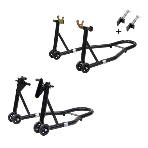 BIKETEC PRO ZESTAW PODNOŚNIKÓW / STOJAKÓW MOTOCYKLOWYCH (PRZÓD/TYŁ) TYP-V / TYP-L KOLOR CZARNY BIKETEC OM