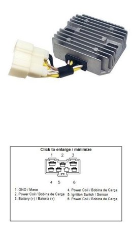 DZE REGULATOR NAPIĘCIA KAWASAKI KLF 400 BAYOU '96-'99; KVF 400 PRIARE '97-'98 (ESR135) (21066-1078) (35A) DZE ELEKTRYKA