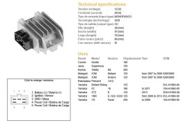 DZE REGULATOR NAPIĘCIA YAMAHA YBR 125 '06-'13 (20A) (5VL-H1960-00) DZE ELEKTRYKA