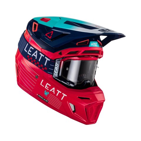 LEATT KASK MOTO 8.5 V23 (+ GOGLE VELOCITY 5.5 GRATIS) HELMET KIT RED KOLOR CZERWONY/GRANATOWY/NIEBIESKI ROZMIAR S (55-56 cm) LEATT
