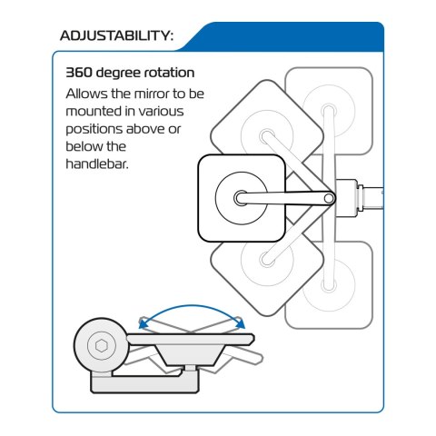 OXFORD 12/2025 LUSTERKO PREMIUM NA KONIEC KIEROWNICY KWADRATOWE 360 STOPNI KOLOR CZARNY OXFORD