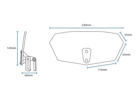 OXFORD 12/2025 WINDSHIELD DEFLEKTOR REGULOWANY NA SZYBĘ PRZYCIEMNIANY (DYMIONY) (SMOKED) 260 x 125MM OXFORD