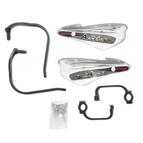 ACCEL OSŁONY RĄK (HANDBARY) Z MOCOWANIEM ALUMINIOWYM STRONG (22+28MM) MOCOWANIE 2 PUNKTOWE (ALU-CZARNY, PLASTIK-BIAŁY) ACCEL