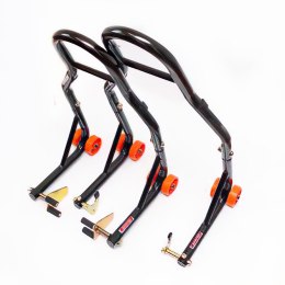 BIKETEC PROMOCJA PODNOŚNIK STOJAK MOTOCYKLOWY BIKER (PRZÓD/TYŁ) TYP-V (ROLKI) KOMPLET BIKETEC