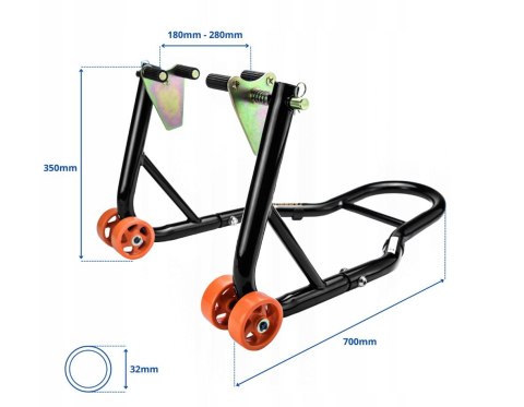 BIKETEC (VERDA) PROMOCJA PODNOŚNIK STOJAK MOTOCYKLOWY BIKER (PRZÓD/TYŁ) TYP-L POD WAHACZ KOMPLET BIKETEC